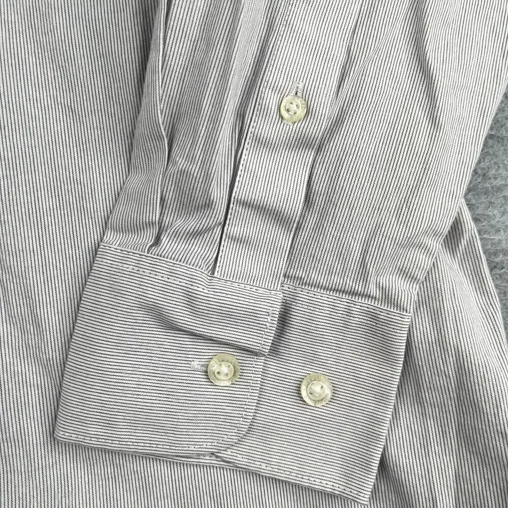 Banana Republic Slim Fit Gray Striped Shirt Button Up Long Sleeve Mens Large